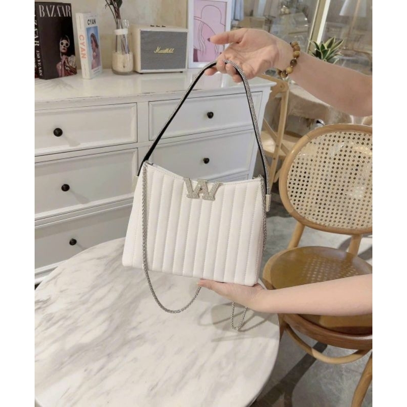 Túi xách nữ túi kẹp nách W.ang quai đính đá sag chảnh