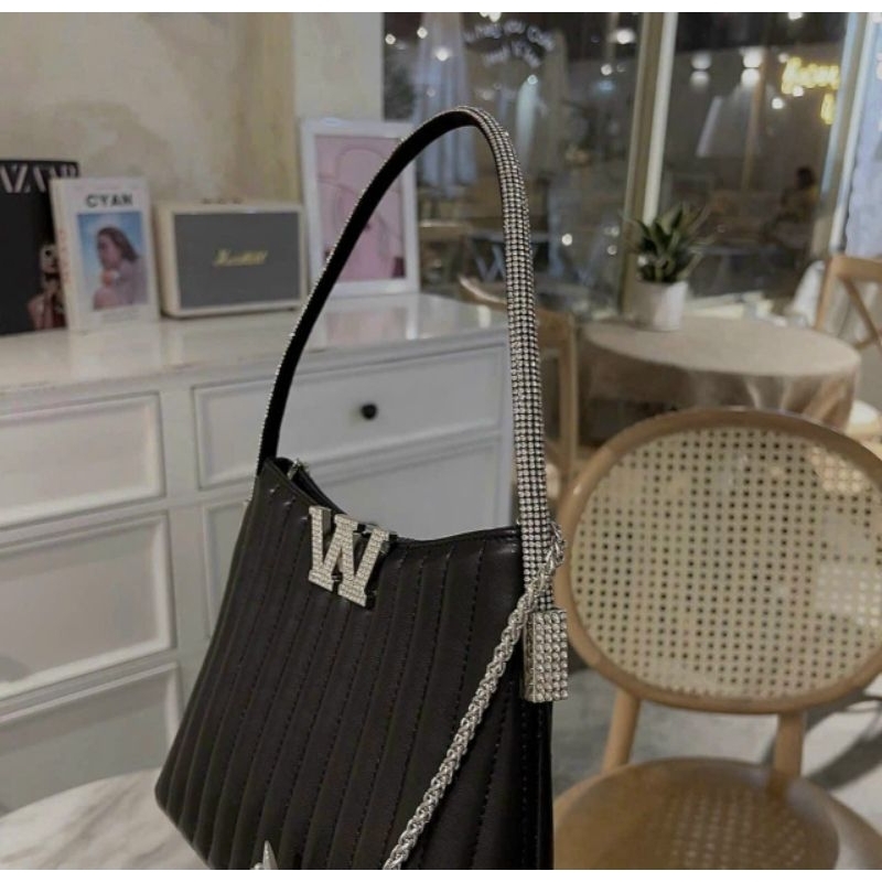Túi xách nữ túi kẹp nách W.ang quai đính đá sag chảnh