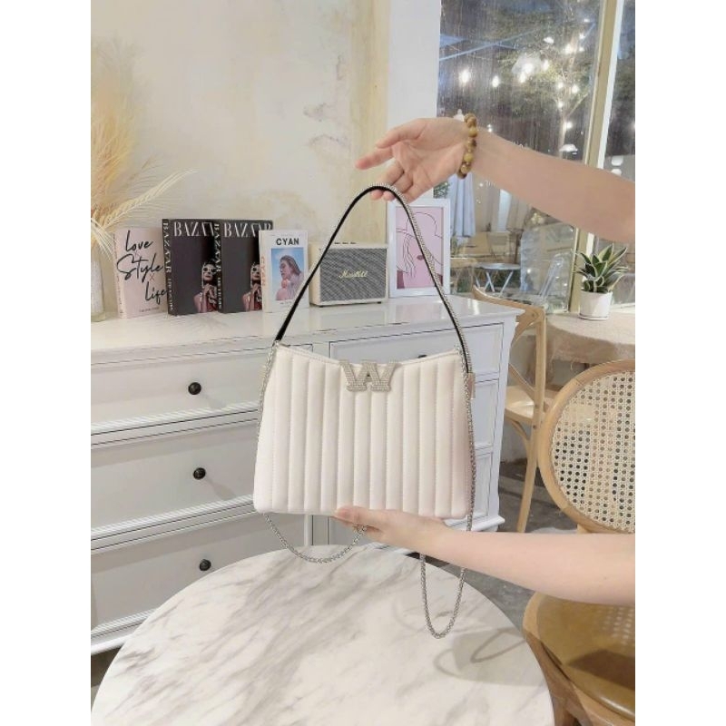 Túi xách nữ túi kẹp nách W.ang quai đính đá sag chảnh