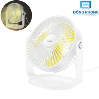 Quạt để bàn 4 tốc độ tích hợp đèn ngủ hoco f14 chính hãng