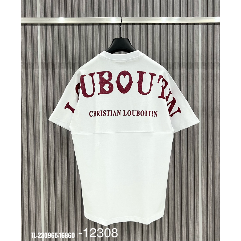 Áo Phông Nam Lou.bou.tin Đính Kim Tuyến Đỏ Hai Mặt Chất Cotton Mềm Mịn