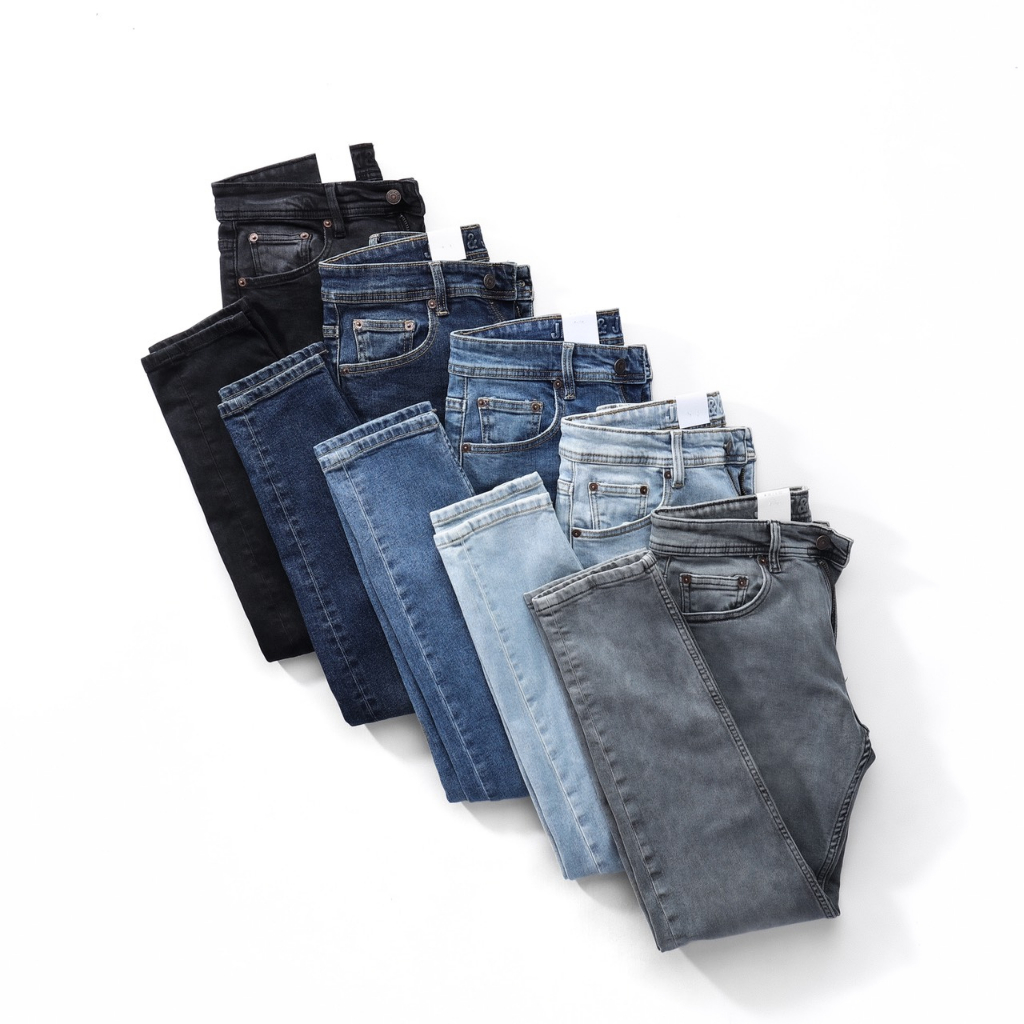 Quần jean nam basic jack jone vnxk cao cấp, màu wash trơn nam tính với chất vải jean co dãn, form slim fit tôn dáng