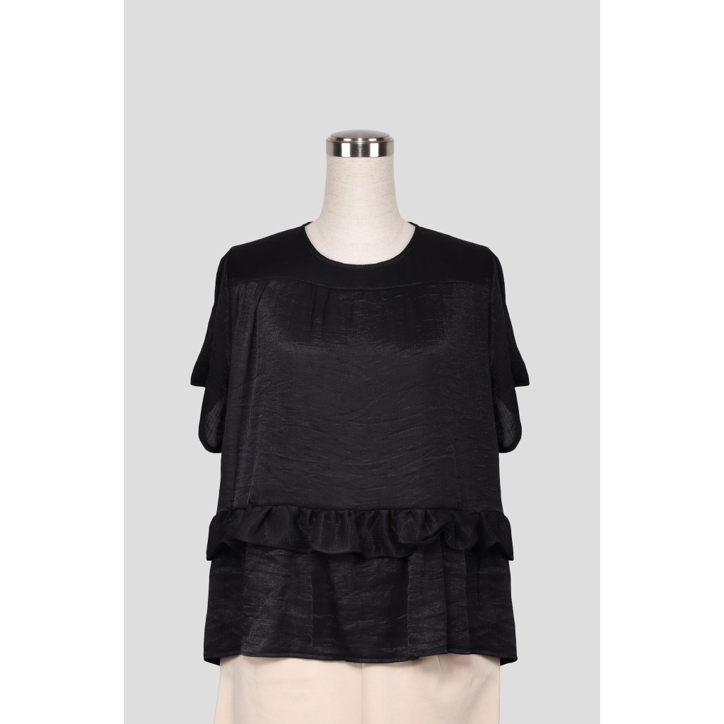 Áo Babydoll Poly Oversize E.studio Phối Bèo (*màu đen)