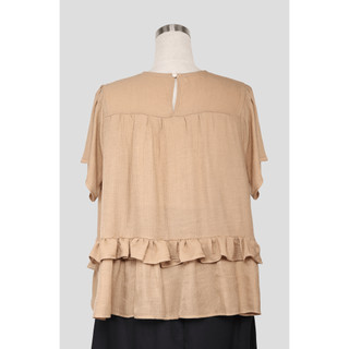 Áo Babydoll Poly Oversize E.studio Phối Bèo (*màu nâu)