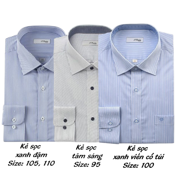 Áo sơ mi nam ST.Dupont xuất dư chính hãng/ Sơ mi dài tay, kẻ sọc
