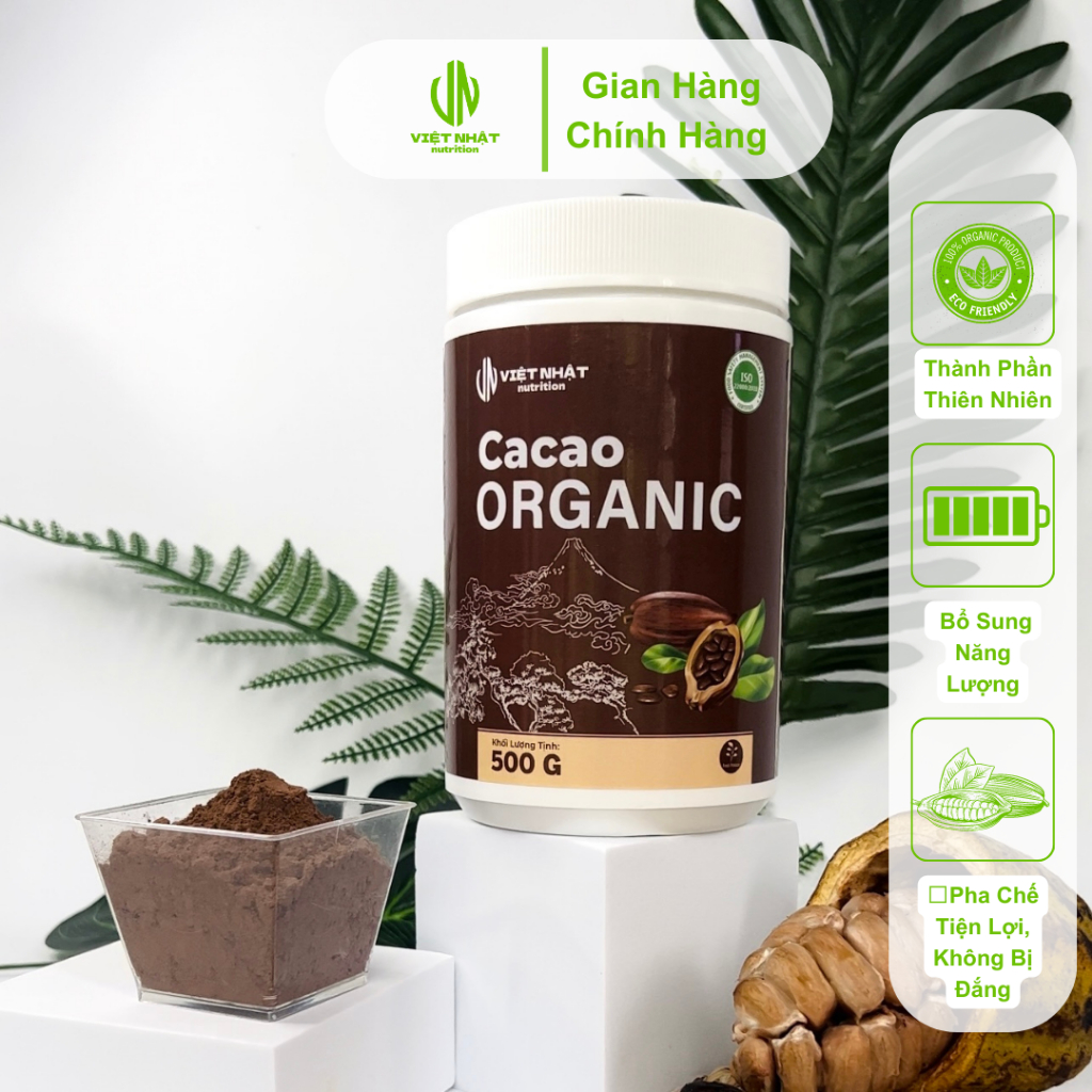 Sữa Bột Cacao Organic- Hộp 500gr - Việt Nhật Nutrition