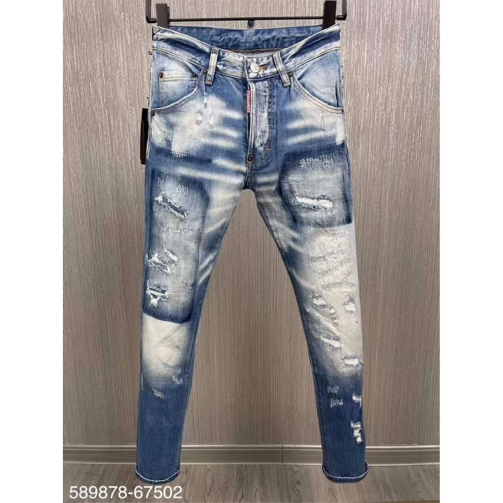 Quần Jeans Nam Lik.e Au.th Xanh Phối Khói Rách Siêu Nét Phong Cách Boy Phố