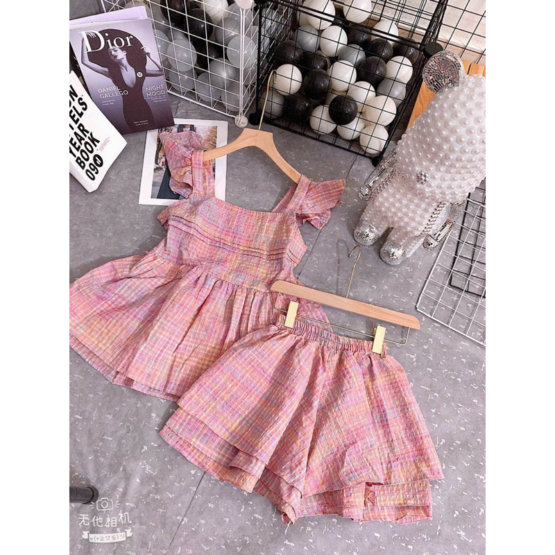 Set Bộ Tằm 2 Line  Thiết Kế QC Áo Cánh Tiên Babidoll Kèm Phụ Kiện Chaneo + Quần Short Đùi Loe 2 Lớp