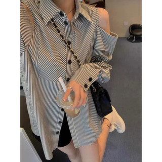 Áo sơ mi kẻ hở vai - 2n.house