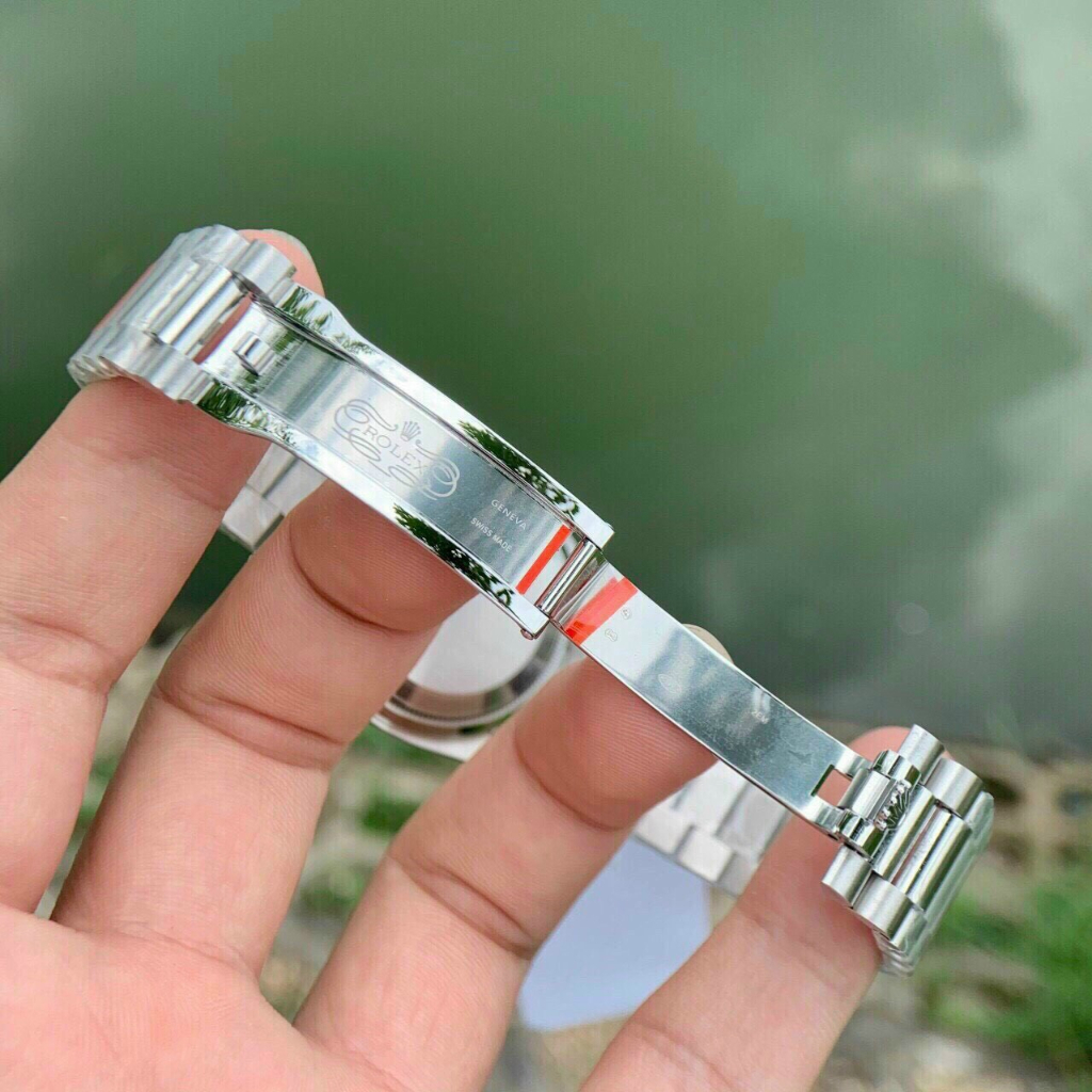 Đồng hồ Nam Rl 3kim day date mặt trắng vỏ trắng số đá máy thuy sĩ EW dòng Automatic size 41mm dây kim loại