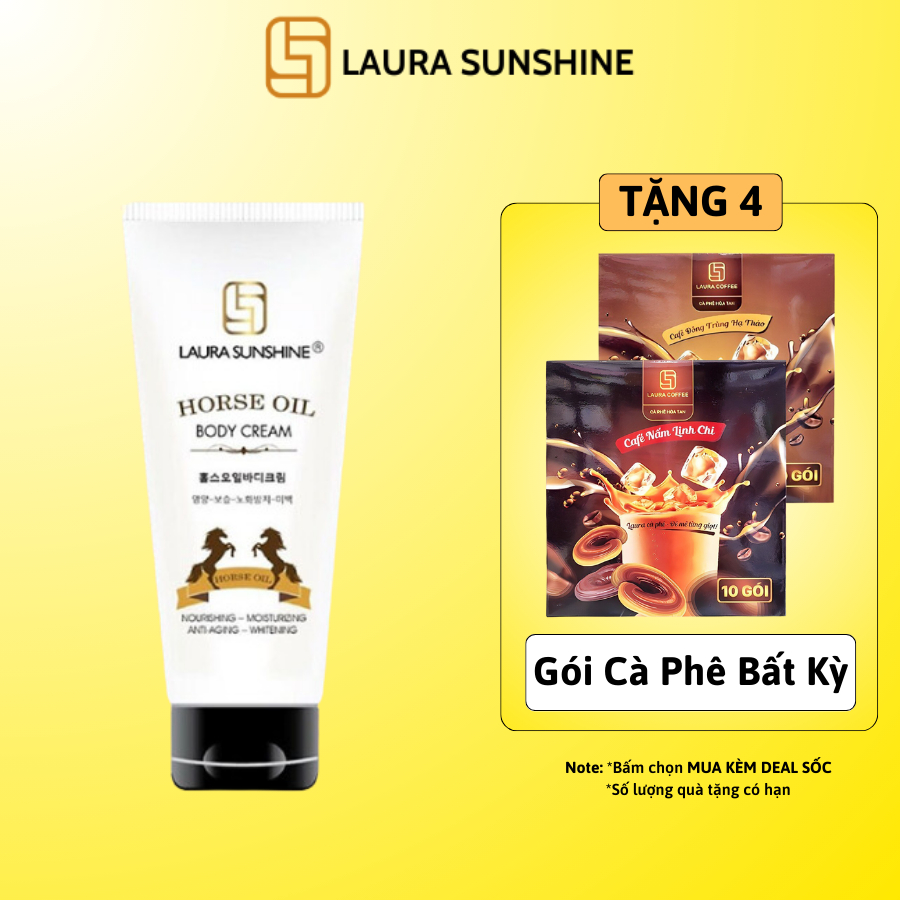 Kem Dưỡng Thể Ban Đêm Dầu Ngựa 200g Horse Oil Body Cream Laura Sunshine Nhật Kim Anh