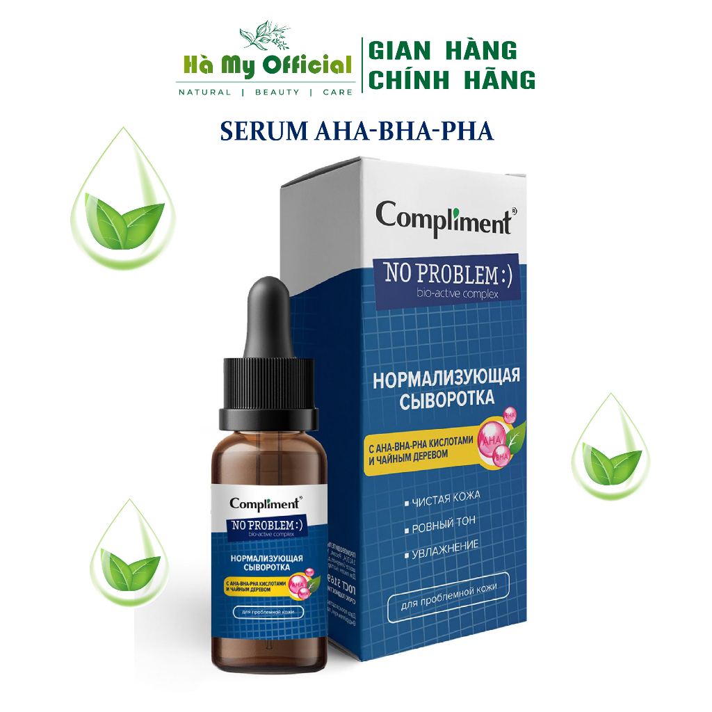 Serum Compliment dưỡng trắng cấp ẩm làm sạch sâu săn bóng da Vitamin C 20% HA 5% Salycilic Acid 2% BHA AHA PHA 27ml