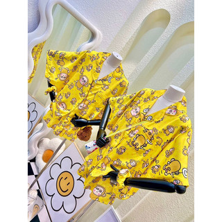 Bộ Pijama quần đùi áo tay dơi hình khỉ nền vàng