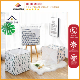 Túi đựng quần áo chăn màn vải canvas không thấm nước, giỏ đựng đồ đa năng vintage cỡ siêu to