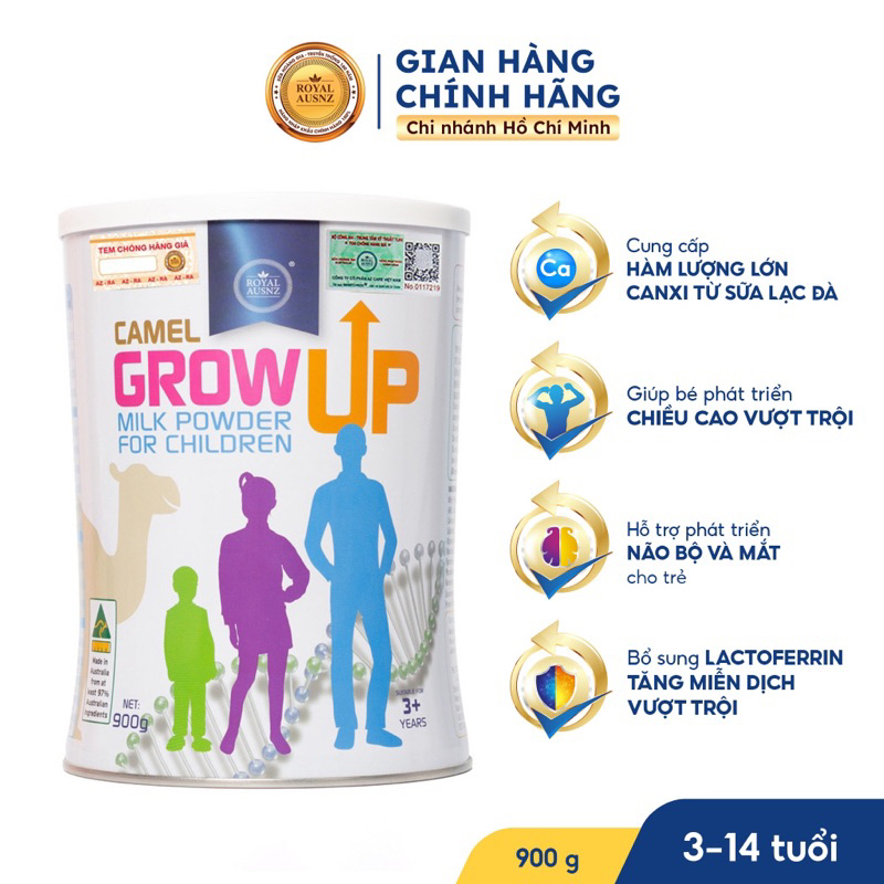 Sữa Tăng Chiều Cao Cho Bé ROYAL AUSNZ Camel Grow Up Milk Powder Cho Trẻ Từ 3 Tuổi hộp 900g