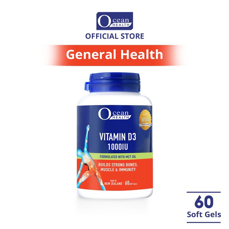 VITAMIN D3 OCEAN HEALTH 1000 IU- 60 VIÊN - bổ sung vitamin D3 thiết yếu cho cơ thể.