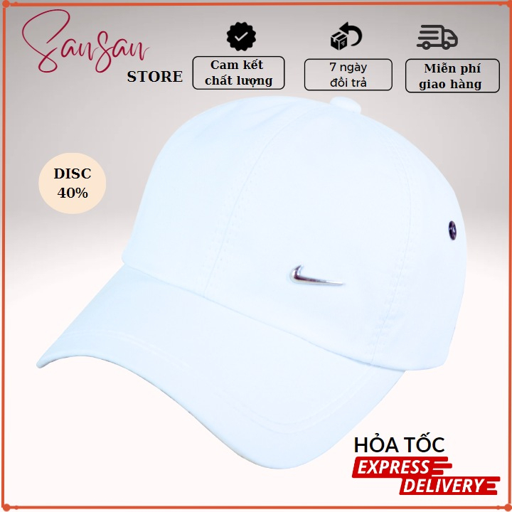 Nón kết mũ lưỡi trai nam nữ HOT màu trắng trơn thoáng mát