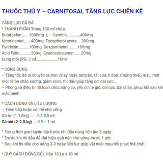 Tăng lực gà đá CARNITOSAL chai 10ml