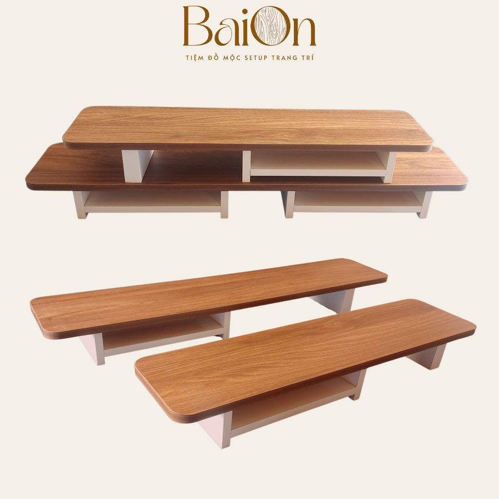 Kệ Để Máy Tính/ Kệ Màn hình/ Kệ Laptop bằng gỗ MDF - BaiOn - Dễ dàng tháo lắp -  Dài 80/100/120 cm
