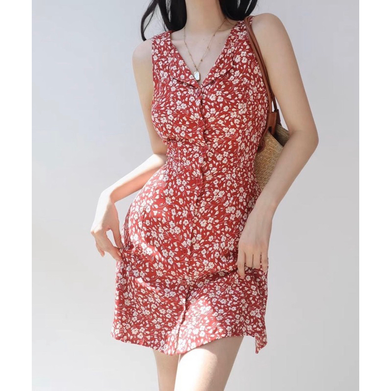 Order 15 ngày- Đầm hoa cài nút #398