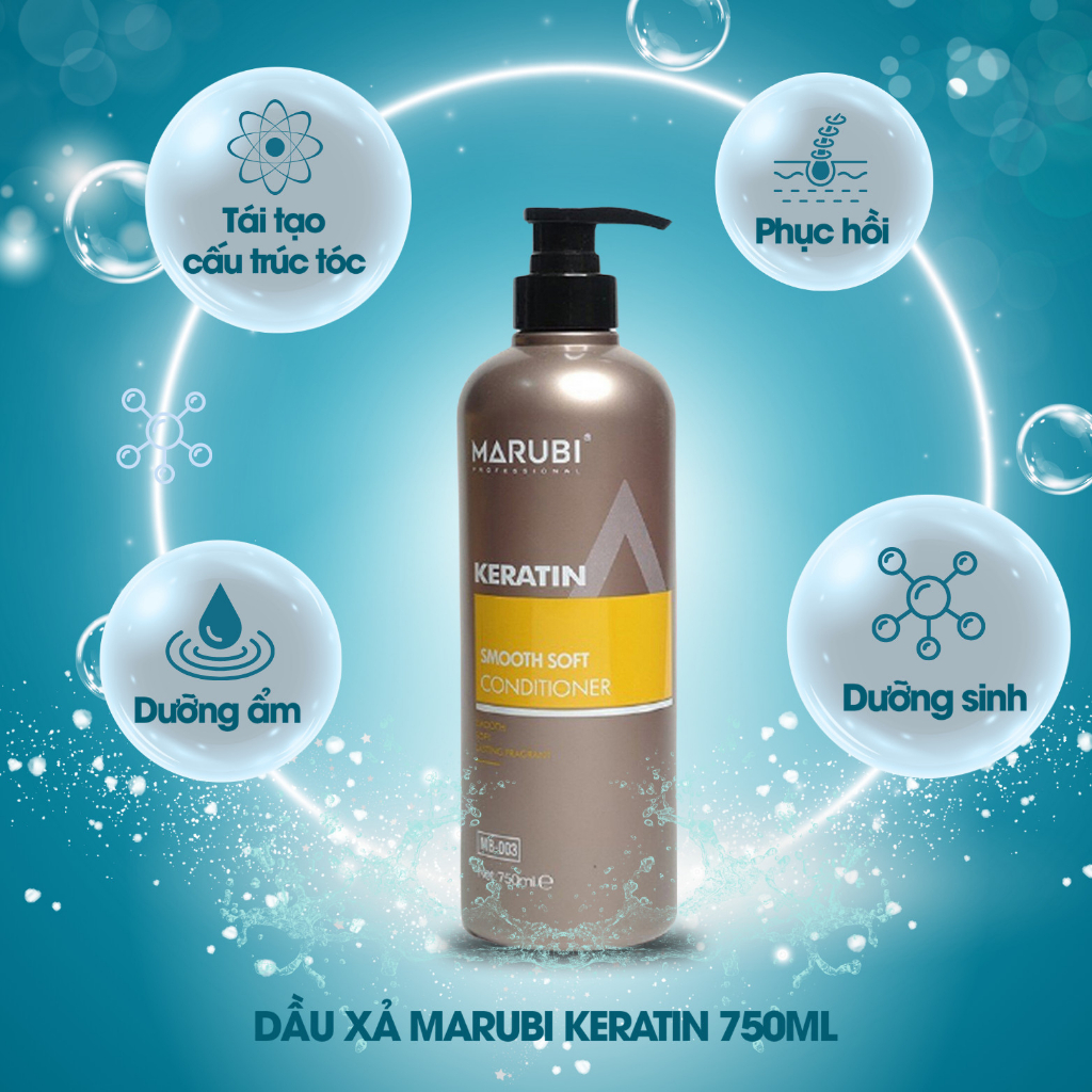 Dầu gội đầu keratin Marubi cặp dầu gội xả phục hồi hư tổn giảm rụng tóc 750ml chính hãng, Mỹ phẩm tóc yến nhi