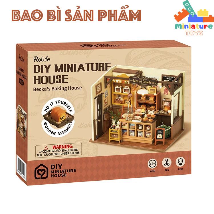 Nhà búp bê gỗ DIY Robotime Rolife | Becka's Baking House DG161 tự lắp ghép - Quà tặng trang trí sáng tạo