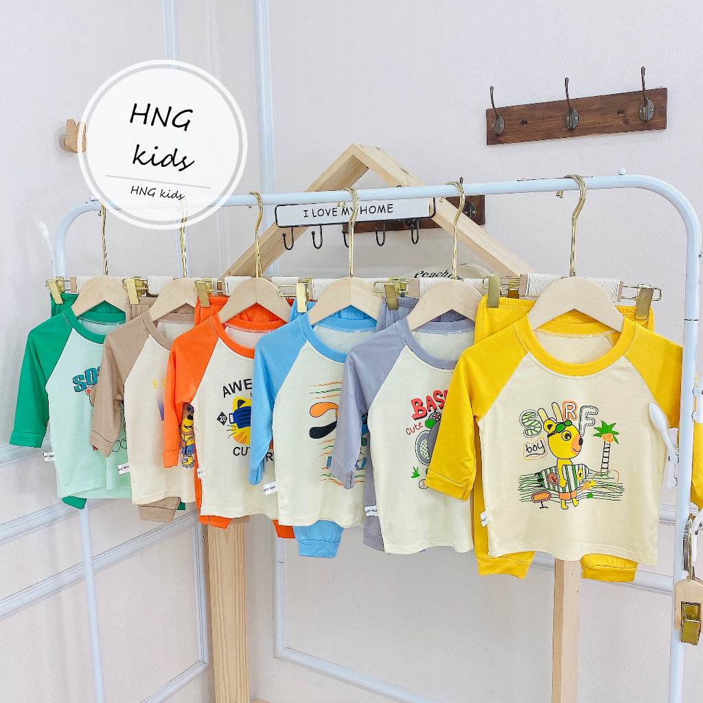 Bộ dài tay bé trai , bộ dài tay bé gái chất thun lạnh từ 6kg đến 16kg - jkids