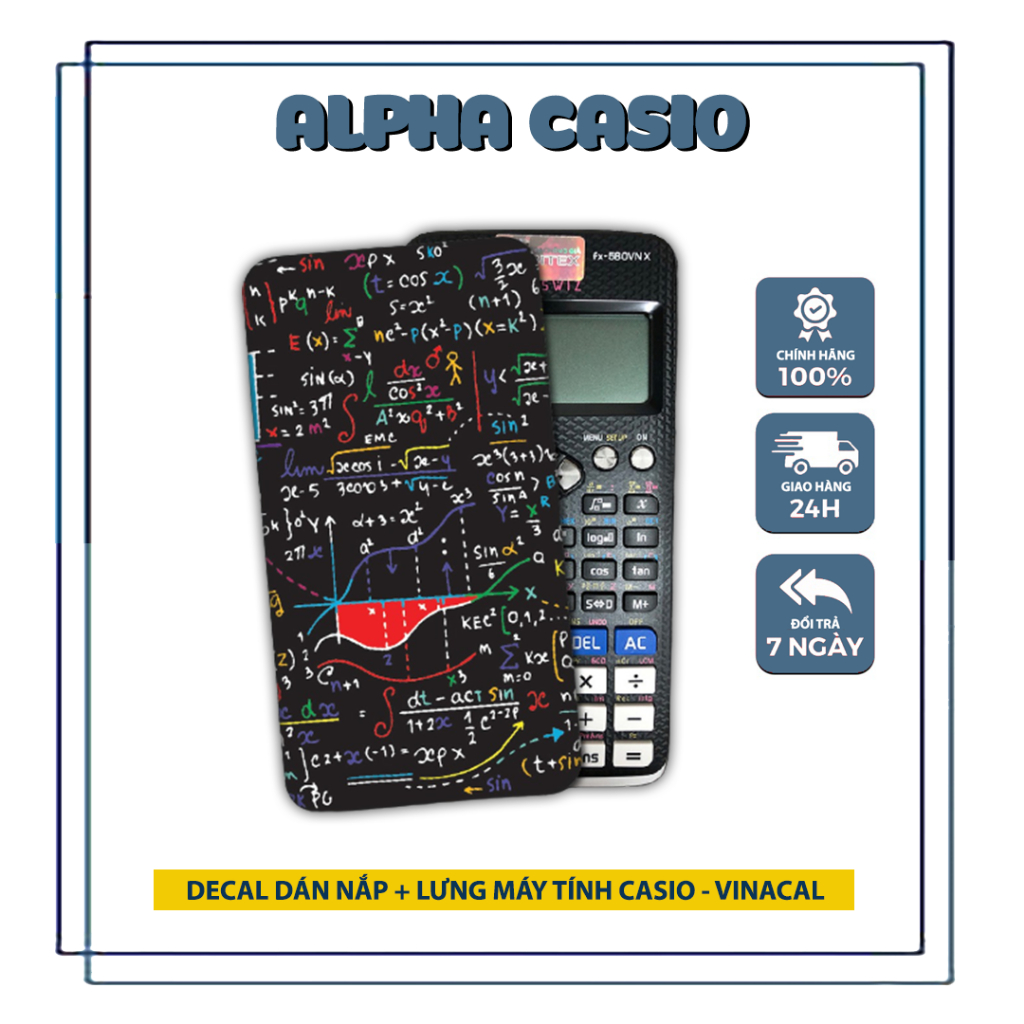 Miếng decal dán máy tính fx-570, fx-580, fx880, Casio, Vinacal Math B