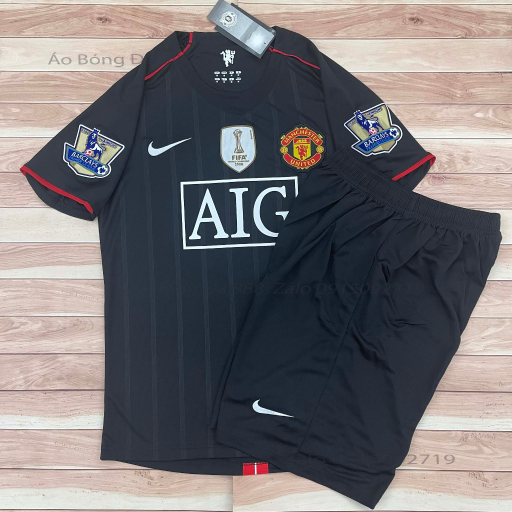 Bộ Quần Áo Bóng Đá CLB Manchester United, Áo Đá Banh Mu Retro - Chuẩn Mẫu Thi Đấu - Vải Polyester Gai Thái