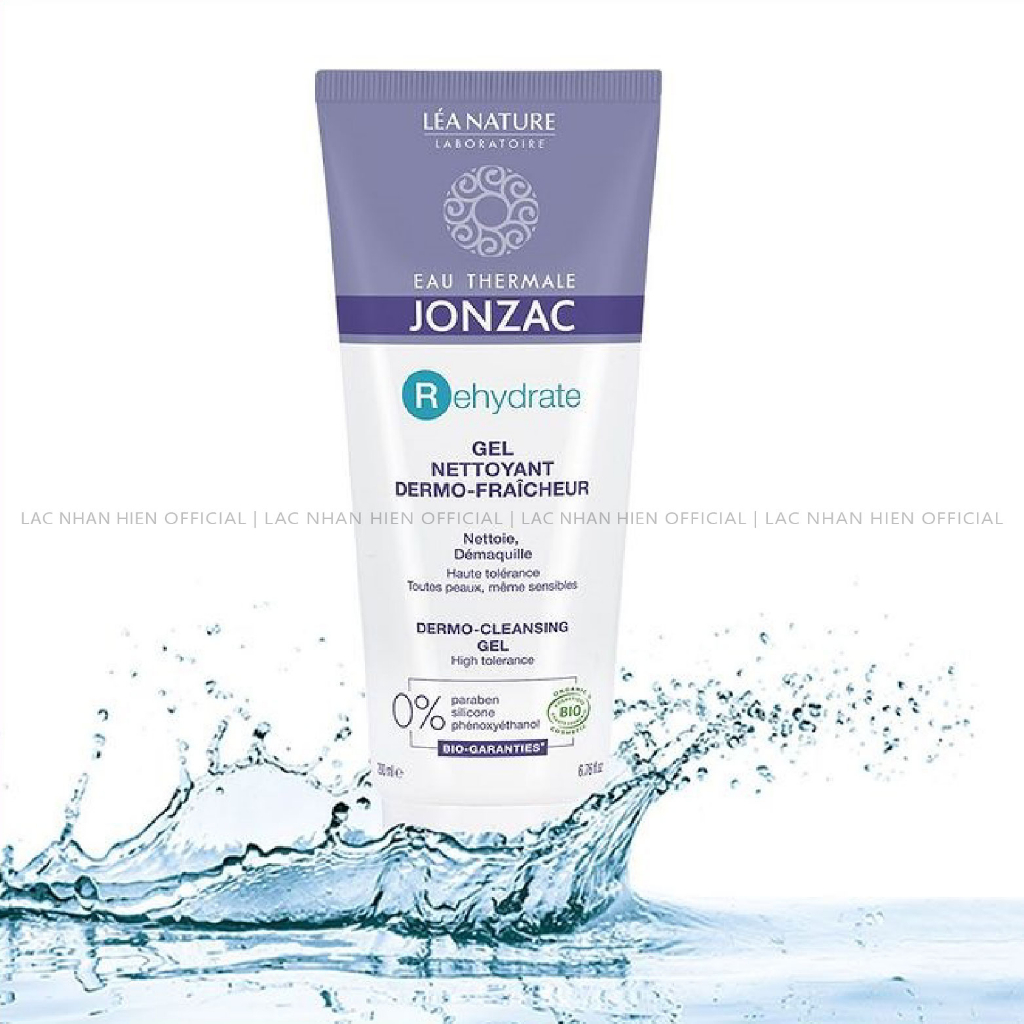 [Auth Pháp] SỮA RỬA MẶT THUẦN CHAY HỮU CƠ JONZAC REHYDRATE DERMO-CLEANSING GEL BỔ SUNG ĐỘ ẨM CHO DA NHẠY CẢM