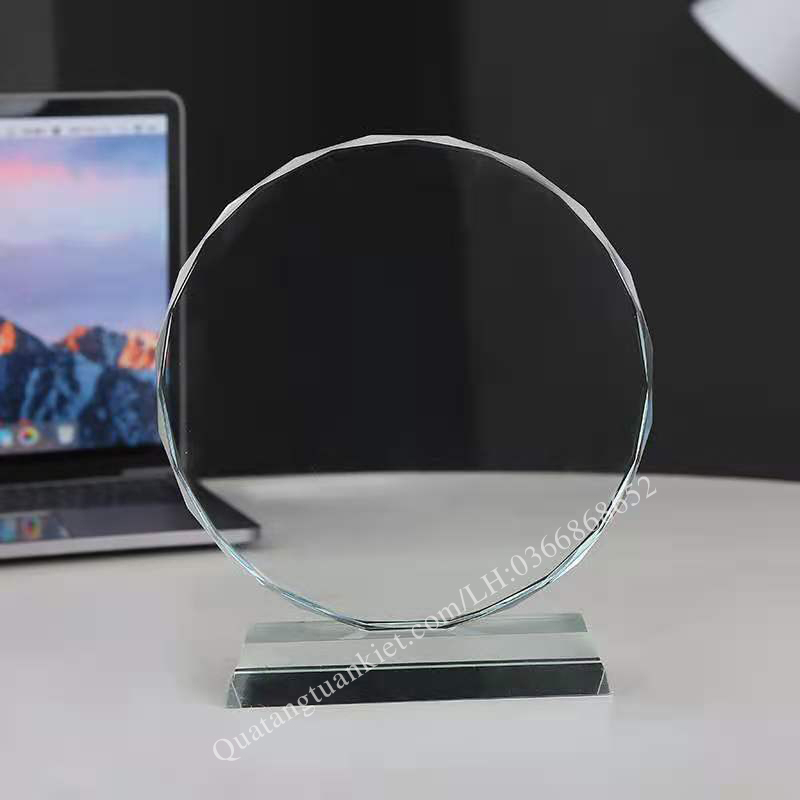 Cúp vinh danh pha lê K9 cao cấp hình tròn - in ấn theo yêu cầu