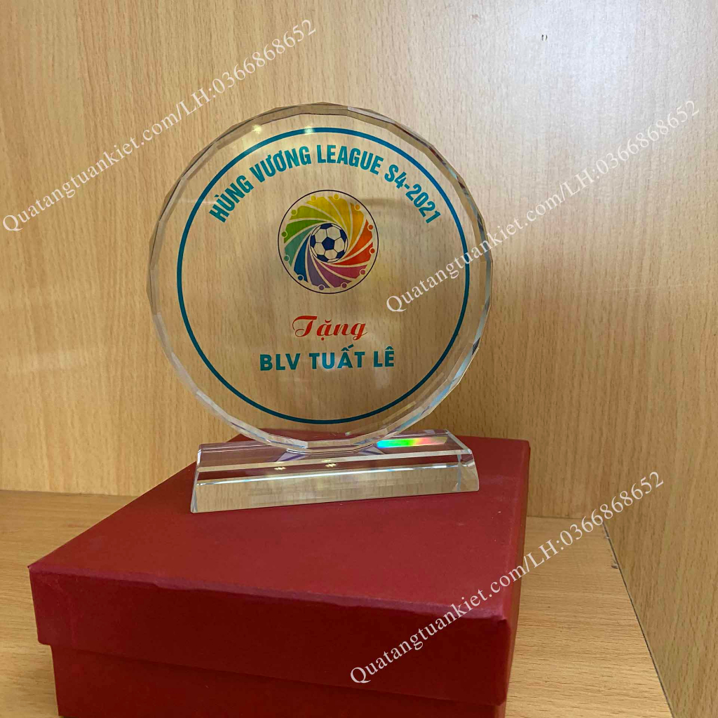 Cúp vinh danh pha lê K9 cao cấp hình tròn - in ấn theo yêu cầu
