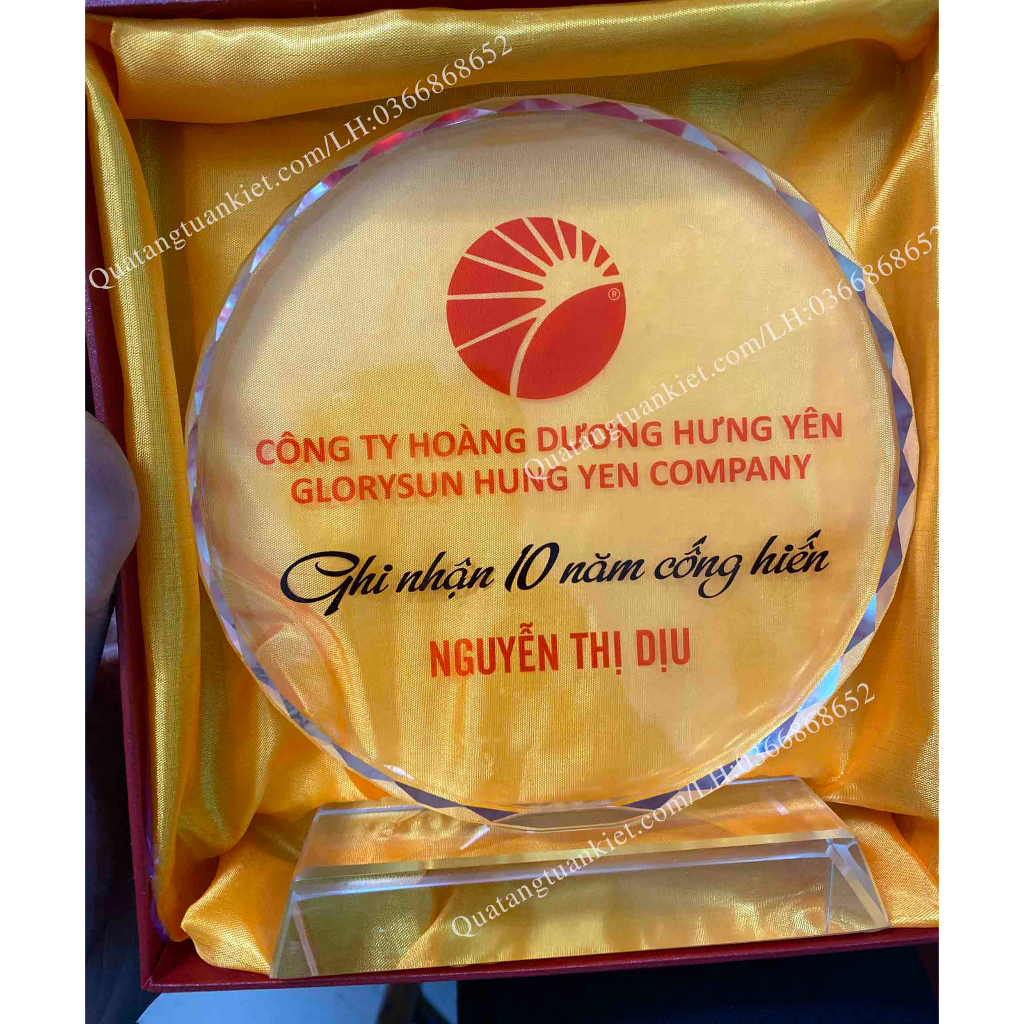 Cúp vinh danh pha lê K9 cao cấp hình tròn - in ấn theo yêu cầu