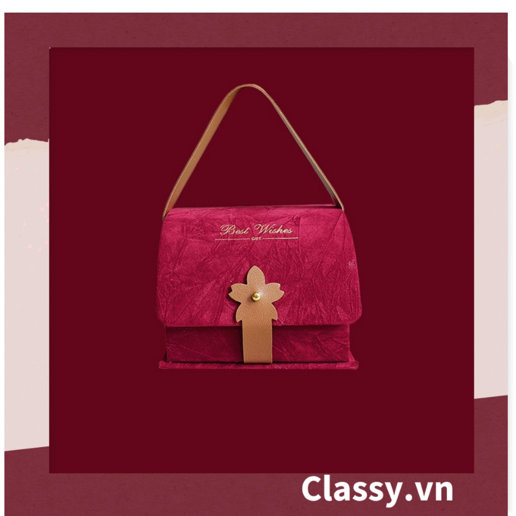 Hộp quà Classy phong cách túi xách bọc vải nhưng sang trọng Q1545