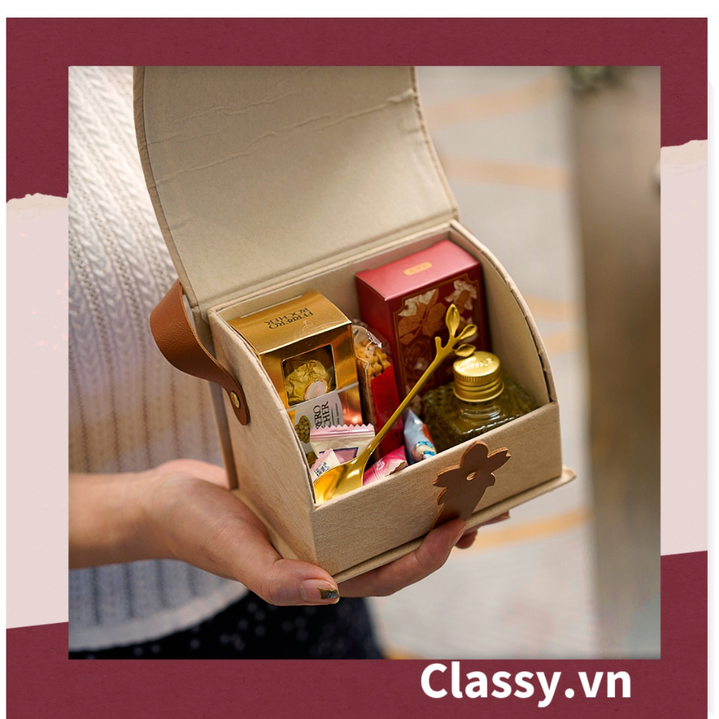 Hộp quà Classy phong cách túi xách bọc vải nhưng sang trọng Q1545