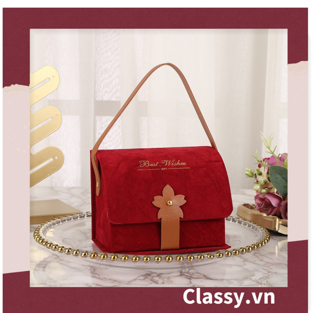 Hộp quà Classy phong cách túi xách bọc vải nhưng sang trọng Q1545