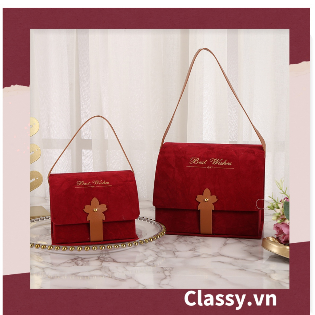 Hộp quà Classy phong cách túi xách bọc vải nhưng sang trọng Q1545
