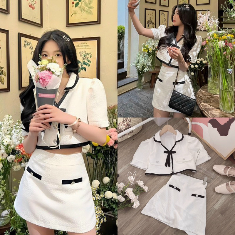 SET DẠ TRẮNG KÈM NƠ