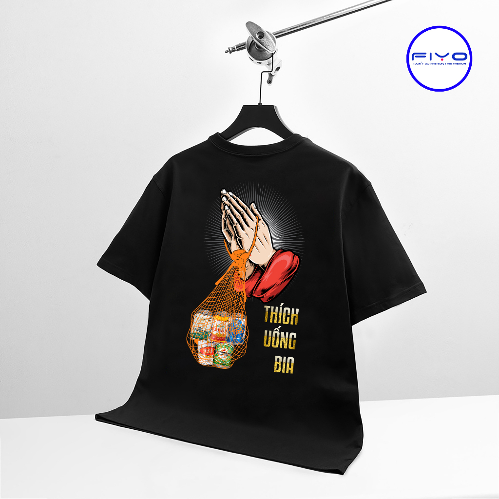 Áo Thun Unisex Nam Nữ Tay Lỡ Form Rộng Oversize FiYO, Áo Phông Cotton 100% Thích Uống Bia