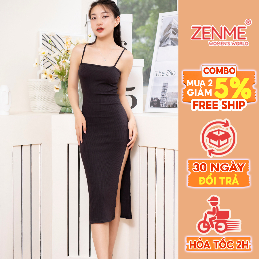 Váy 2 Dây Dáng Dài Xẻ Đùi Sexy Chất Liệu Thun Tăm Mềm Mại Co Giãn VHD0323, Zen Me Women's World