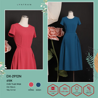 Váy xòe LYN TRAN DX-2912N xếp ly 2 bên sườn Chất Trượt Nhật Mềm Mịn Trơn Sóng