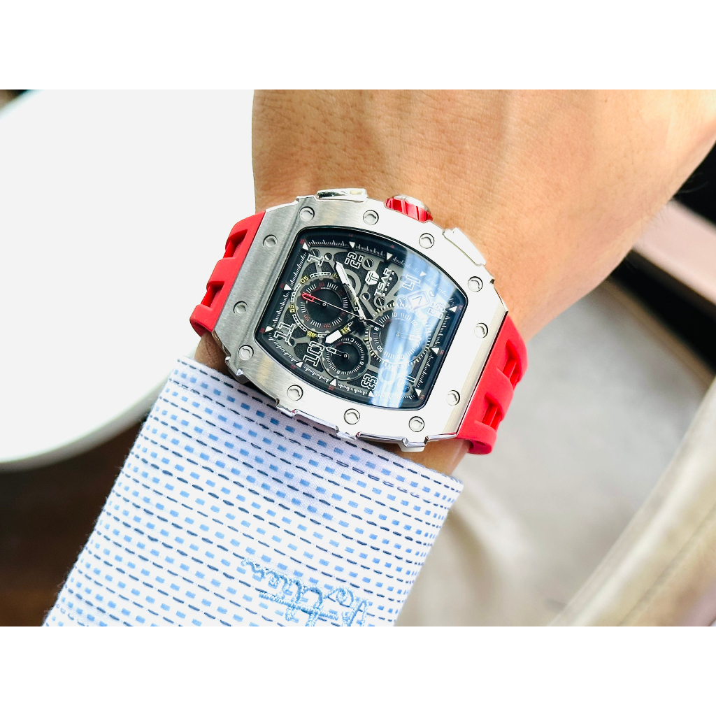 Đồng hồ nam dây cao su Tsar Bomba Luxury USA Chronograph Red Tone