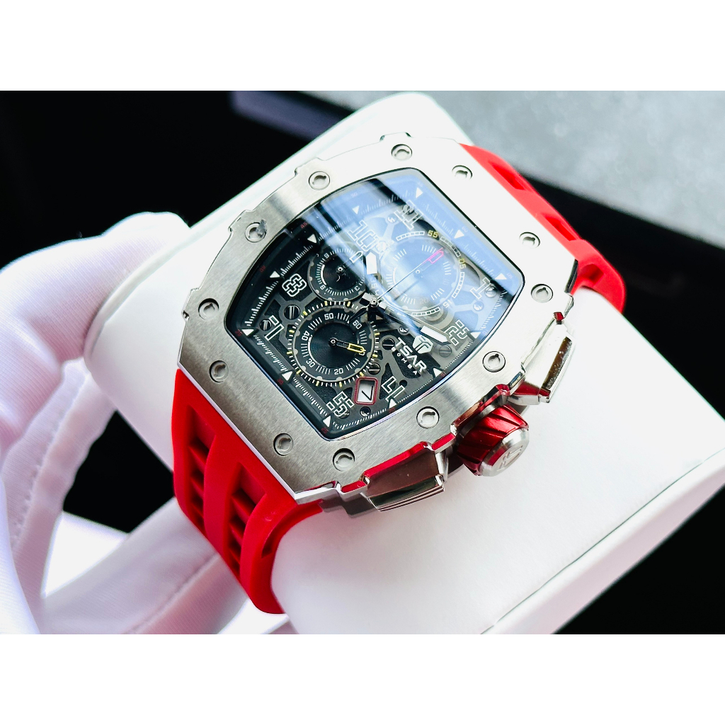Đồng hồ nam dây cao su Tsar Bomba Luxury USA Chronograph Red Tone