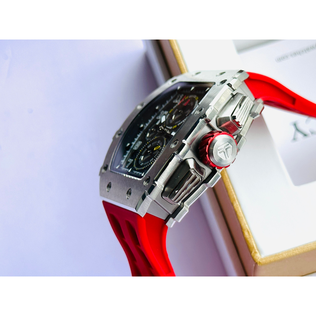 Đồng hồ nam dây cao su Tsar Bomba Luxury USA Chronograph Red Tone