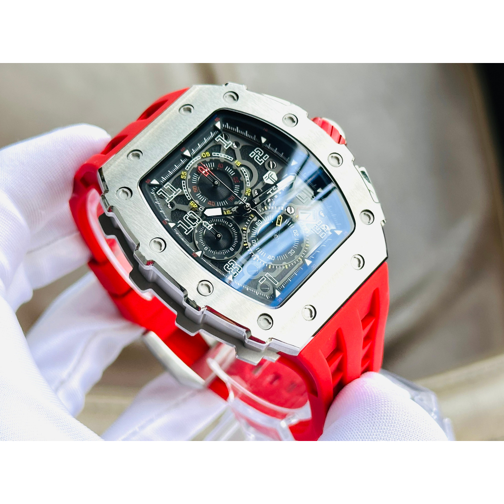 Đồng hồ nam dây cao su Tsar Bomba Luxury USA Chronograph Red Tone