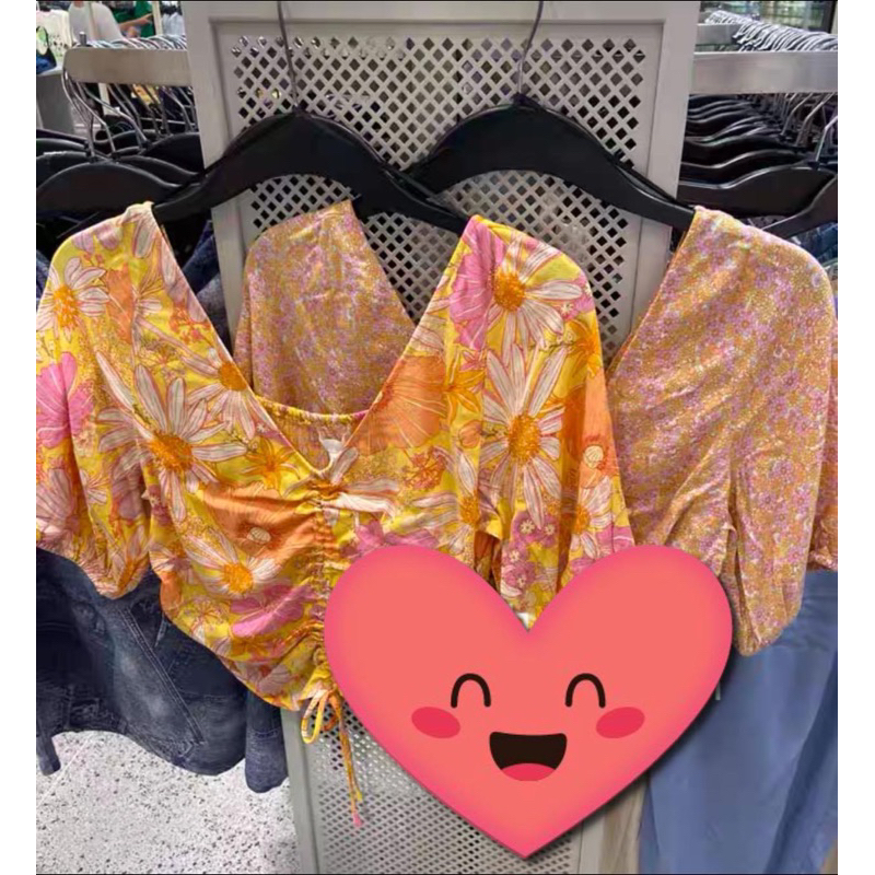 Áo kiểu nữ, áo dây rút dáng croptop HM auth