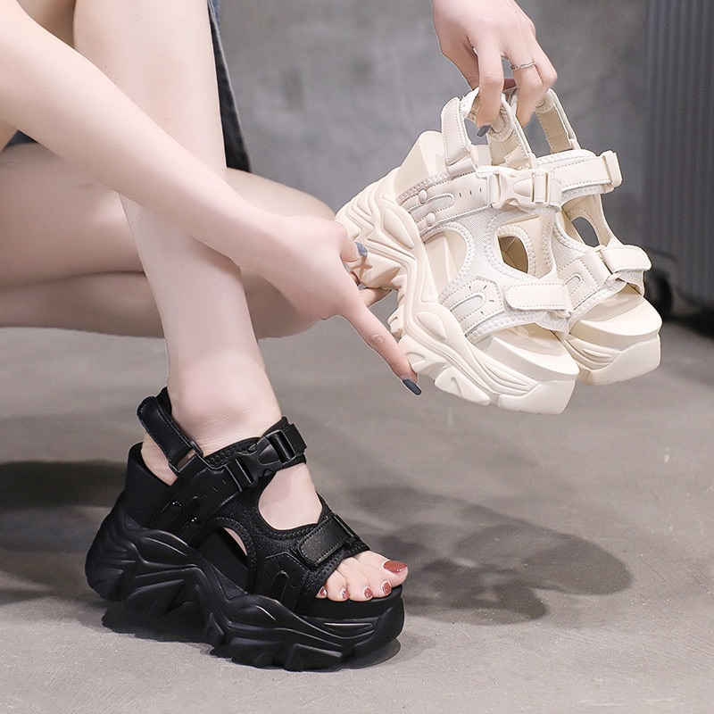 (SẴN ĐEN 38,39) Sandal thời trang cao cấp đế 10,5cm (ẢNH THẬT)