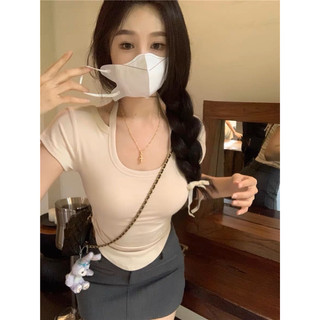 Áo babytee nhún eo buộc cổ áo thun ôm body