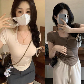 Áo babytee nhún eo buộc cổ áo thun ôm body