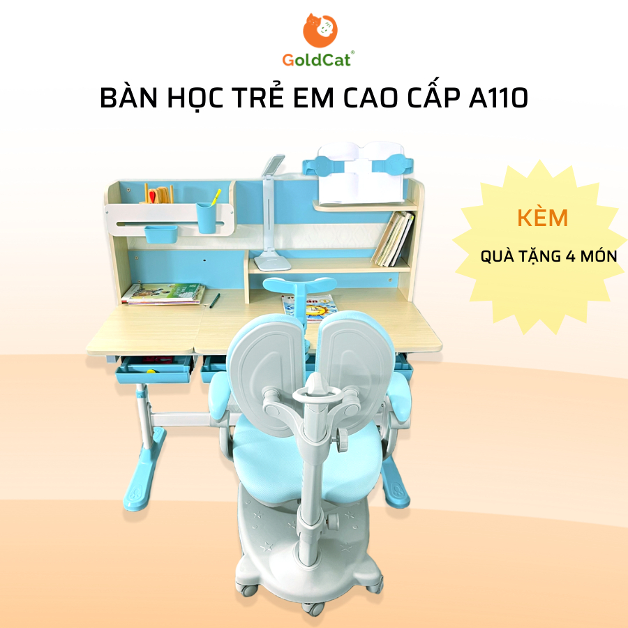 Bàn Học Thông Minh Cho Bé Chống Gù Kèm Đèn Học Chống Cận Goldcat A110 Sử Dụng Cho Bé Từ 3 Đến 18 Tuổi.